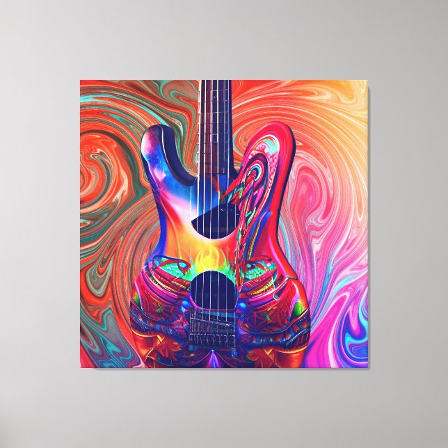 Toile Psychédélique Electrique Acoustique Semi Guitares  (Recto)