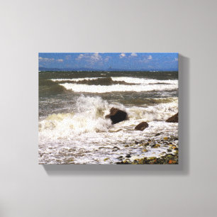 Toile Puget Sound Washington Rocky Beach Waves Photo