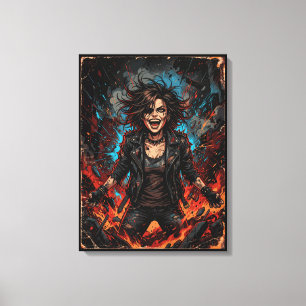 Toile Punk Chaos Fille Explosion Art Grunge Rebelle Fe