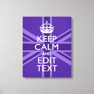 Toile Purple Accent Keep Calm and Your Text Union Jack