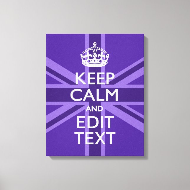 Toile Purple Accent Keep Calm and Your Text Union Jack (Recto)