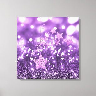 Toile Purple Bokeh Faux Parties scintillant et étoiles