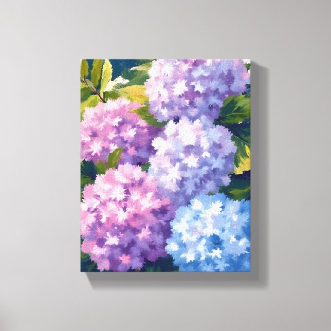 Toile Purple Hydrangea Bush | Floral Watercolor Painting (Recto)