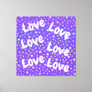 Toile Purple Love et Rainbow Dots