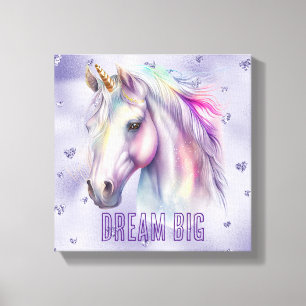 Toile Purple Unicorn Dream Parties scintillant Coeurs