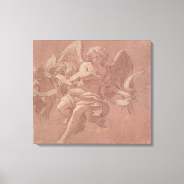Toile Putto and Angel Holding a Banderole (Recto)