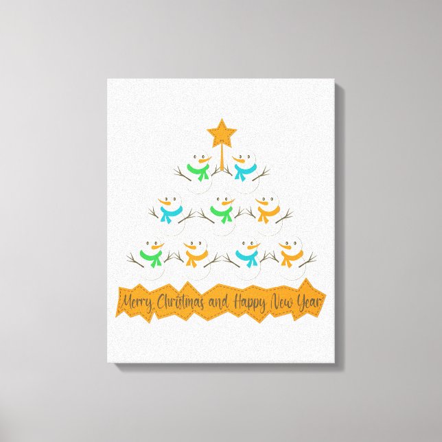 Toile Pyramide des sapins de Noël faite de bonhommes de  (Recto)
