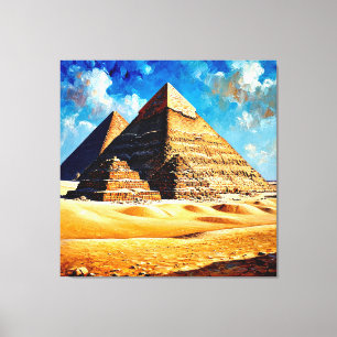 Toile Pyramides égyptiennes sous un ciel bleu vif