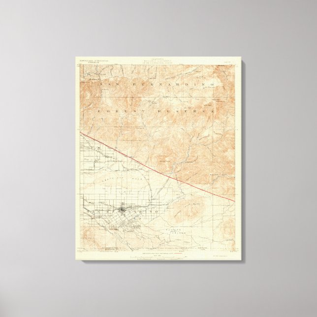 Toile quadrilatère Redlands montrant San Andreas Rift (Recto)