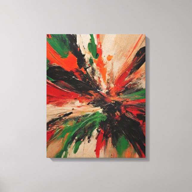 Toile Quadro abstrato, vermelho, verde, bege e laranja (Recto)