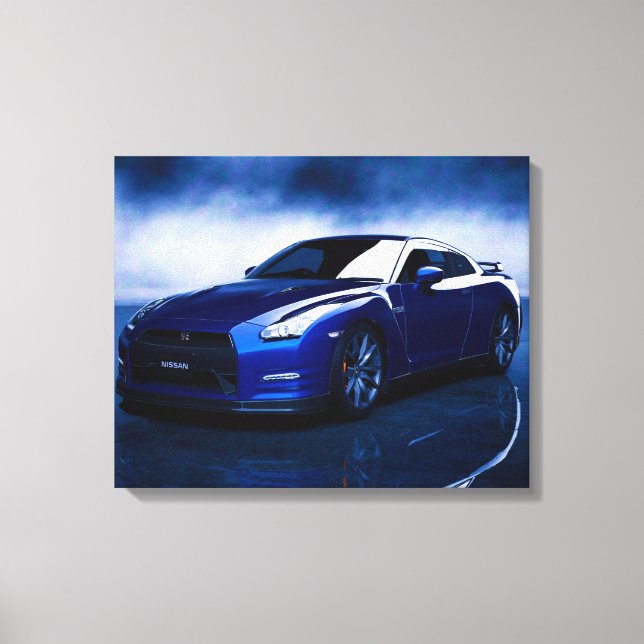Toile Qualité bleue Nissan GT-R (Recto)