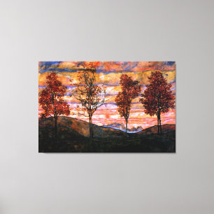 Toile Quatre arbres par Egon Schiele Grand Art