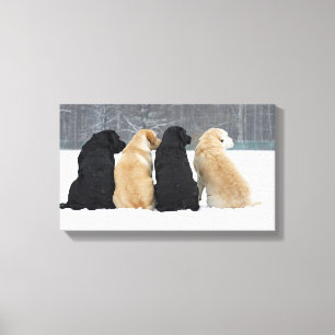 Toile Quatre Chiens Du Labrador En Neige