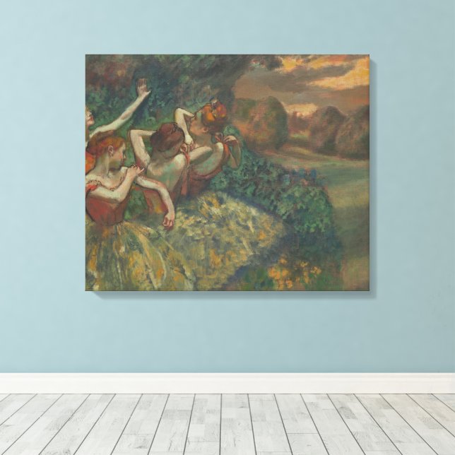 Toile Quatre Danseuses d'Edgar Degas, Ballet Fine Art (Insitu (Plancher de Bois))