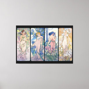 Toile Quatre Fleurs, Alphonse Mucha