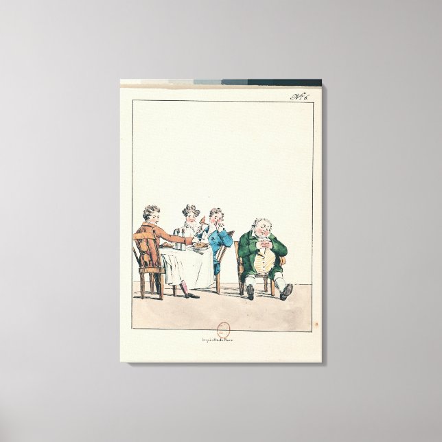 Toile Qui dort dine', caricature d'un homme qui dort (Recto)