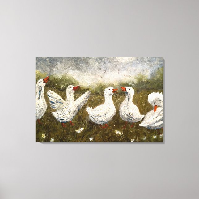 Toile Quiet Quack: White Duck Starry Night Goose (Recto)