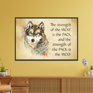 Toile Quote d'aquarelle originale Wolf & Pack Family