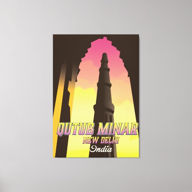 Toile Qutub Minar New Delhi Inde affiche voyage (Recto)