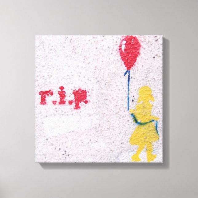 Toile r.i.p. stencil : fille avec le ballon rouge (Recto)