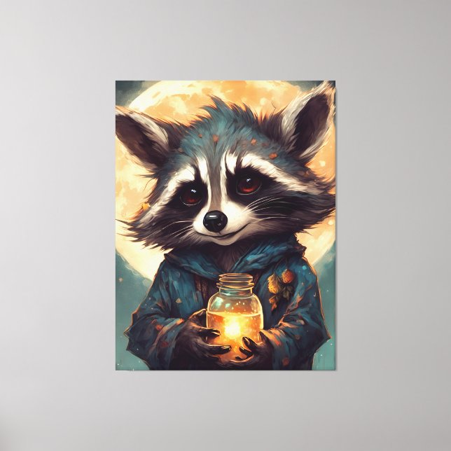 Toile Raccoon adorable avec une potion magique (Recto)