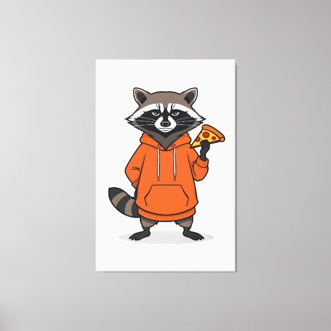 Toile Raccoon Pizza Canvas –Funny Cartoon Pizza Wall Art (Recto)