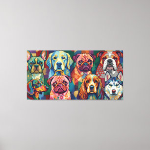 Toile Race de chien vibrante en collage Pop Art