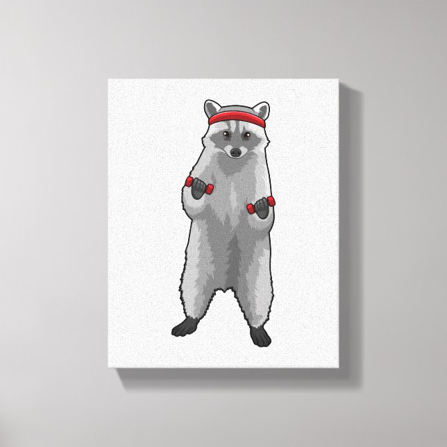 Toile Racoon à Fitness avec Dumbbells (Recto)