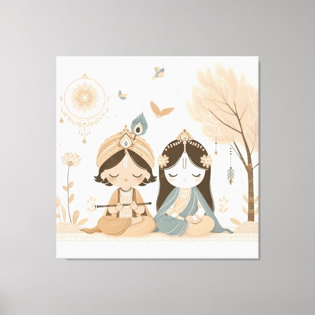 Toile Radha Krishna Mandala Wall Art  (Recto)