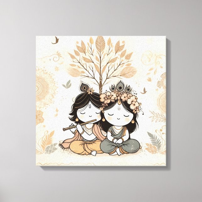 Toile Radha Krishna Mandala Wall Art | Eternal Love  (Recto)