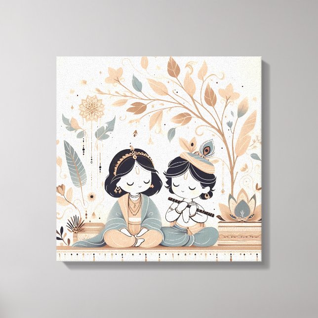 Toile Radha Krishna Mandala Wall Art | Spiritual  (Recto)