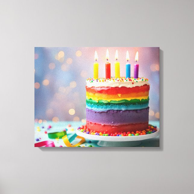Toile Rainbow Birthday Cake (Recto)