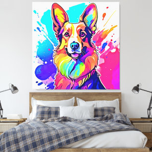 Toile Rainbow Corgi : Pop Art Puppy Joy