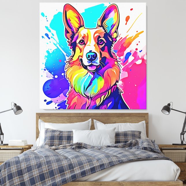 Toile Rainbow Corgi : Pop Art Puppy Joy (Insitu(Chambre))