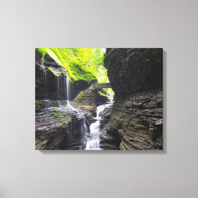 Toile Rainbow Falls & cascade, Watkins Glen, New York (Recto)