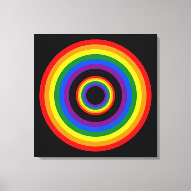 Toile RAINBOW FLAG BUTTON + your sign or text (Recto)