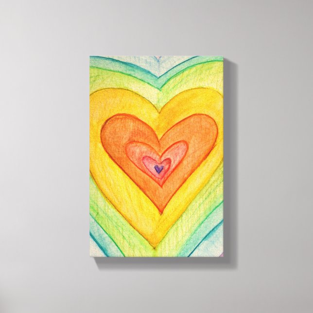 Toile Rainbow Friendship Hearts Painting Print (Small) (Recto)