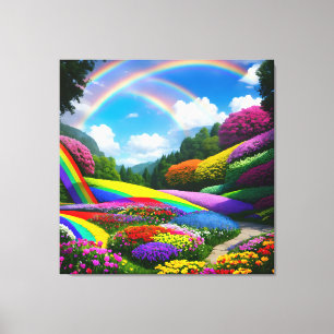 Toile Rainbow Hills et Flowers Two
