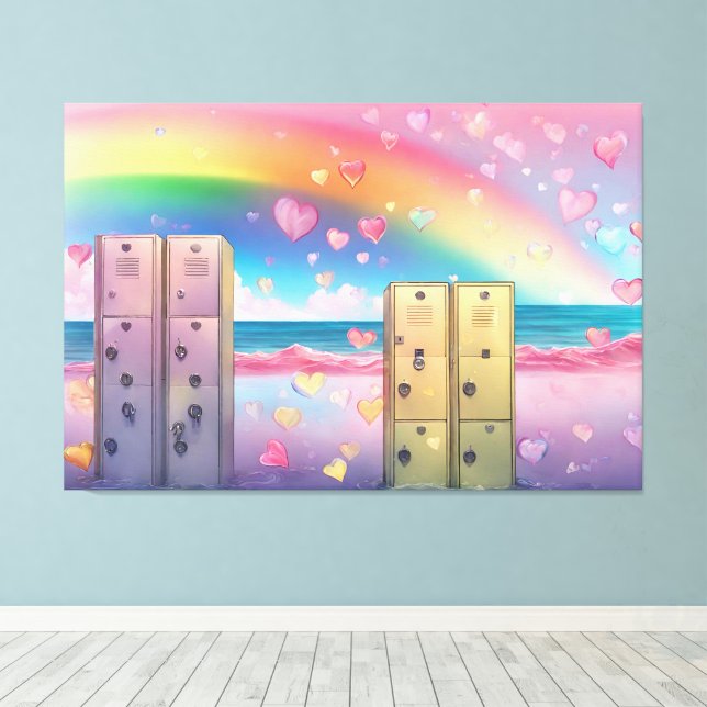 Toile Rainbow Lockers art IA  (Insitu (Plancher de Bois))
