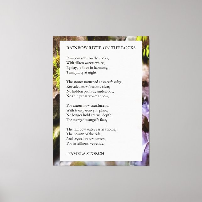 Toile Rainbow River on the Rocks Poem par Pamela Storch (Recto)