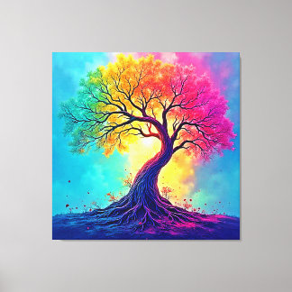 Toile Rainbow Tree: Roots of Infinite Hope Art