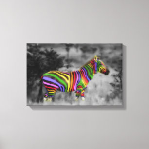Toile Rainbow Zebra