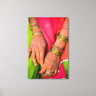 Toile Rajasthan : Le gros plan des mains des femmes