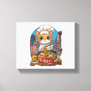 Toile Ramen Neko - Drôle Chef Chat Anime Nourriture