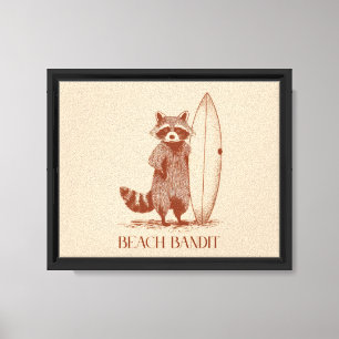 Toile Raton laveur surfeur bandit de la plage – Drôle vi