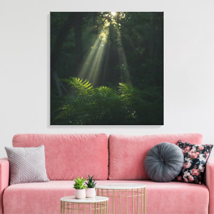 Toile Rayons de soleil dans la forêt enchantée - Art mur