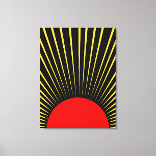 Toile Rayons de soleil rouge et jaune élégants