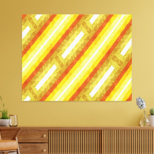 Toile Rayures diagonales rétro en jaune et orange