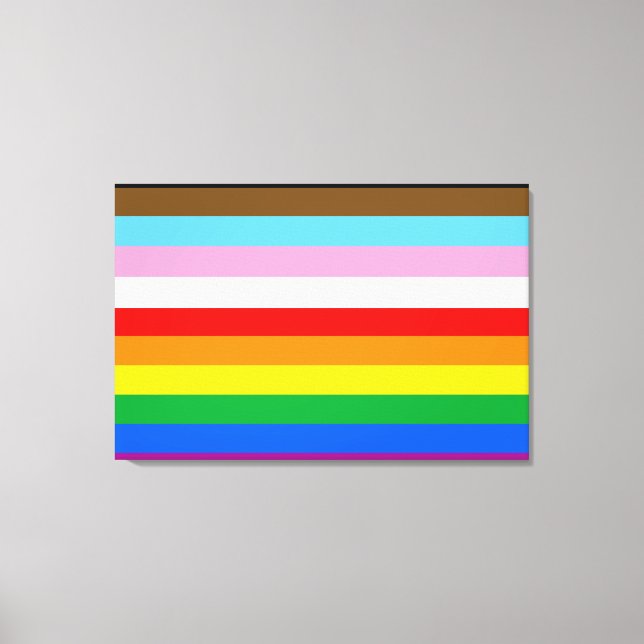 Toile Rayures du drapeau de progrès LGBTQ+ (Recto)