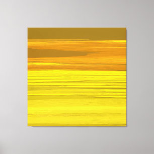 Toile Rayures Horizontales Jaunes Et Dorées - Art Abstra